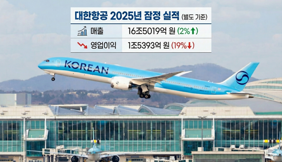 대한항공, 4분기 영업이익 19% 급...
